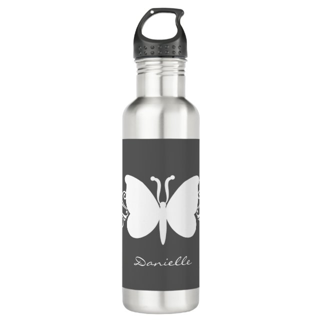 D'eau Bouteille de papillon Liberty Bottle, Gris (Devant)