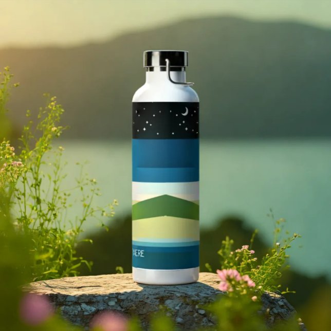 D'eau Bouteille Sky de nuit personnalisée moderne Ajoute (Modern personalized Text Colorful Pattern Water bottle)