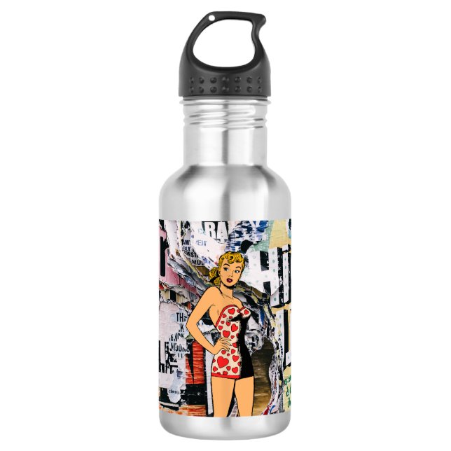 D'eau Bouteille Street Pop Rétro Pin-Up (Devant)