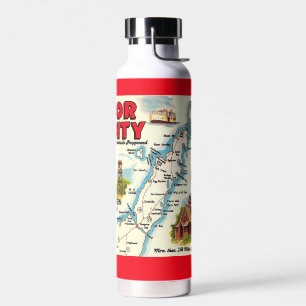 D'eau Carte du comté de Porte Rétro vintage Bouteille d'