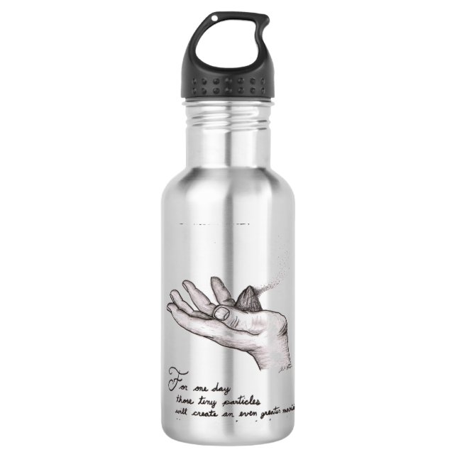 D'eau citation inspirée de dessin de fusain de bouteille (Devant)