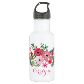 D'eau En Acier Inoxydable Bouteille personnalisée florale chic