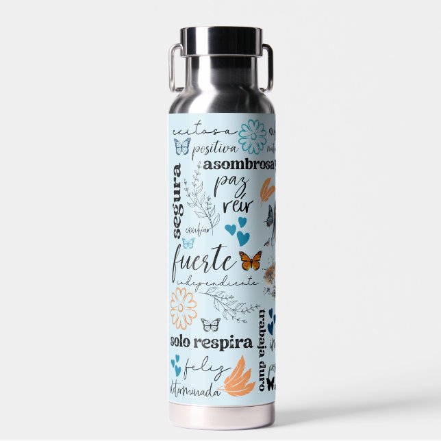 D'eau ESPAGNOL Affirmations Motivationnelles Bouteille d (Avant)