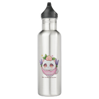 D'eau Kawaii Peach Chat en Lavender Teacup Bouteille d'e