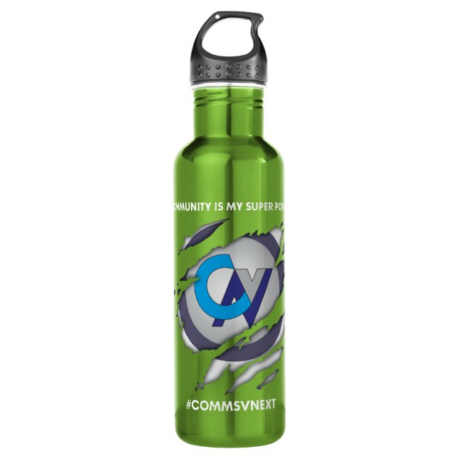 D'eau Logo du super-héros Comms vNext sur la bouteille d (Devant)