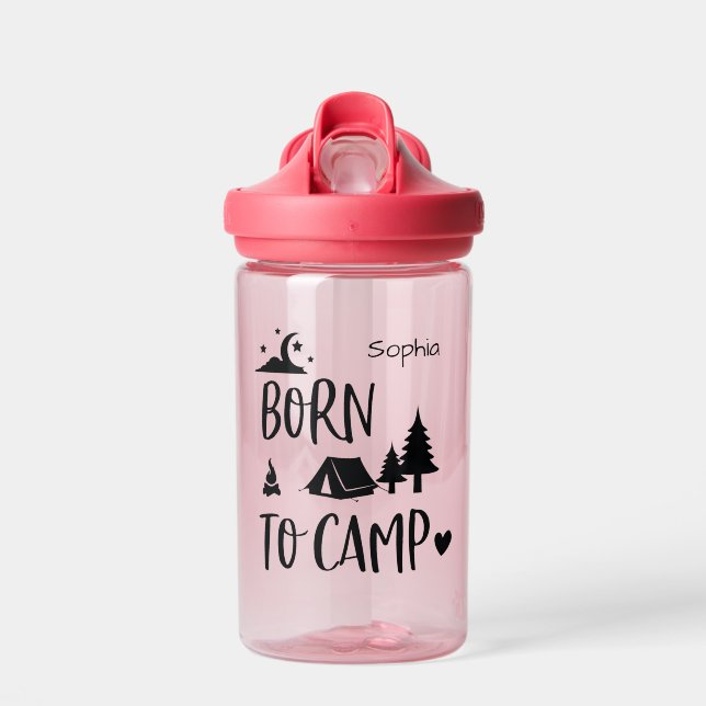 D'eau Né au camp Bouteille personnalisée pour bébé (Avant)