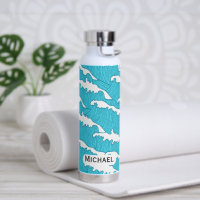Ocean Waves Blue Motif Nom personnalisé Bouteille