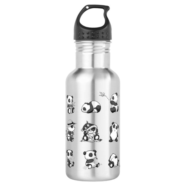 D'eau Panda Design Bouteille en acier inoxydable (Devant)