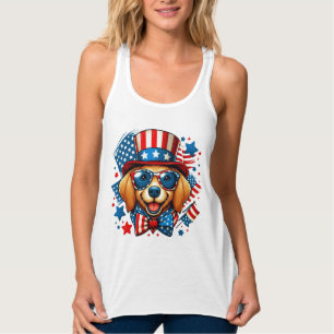 Débardeur 4 juillet USA chien patriotique Jour de l'Indépend