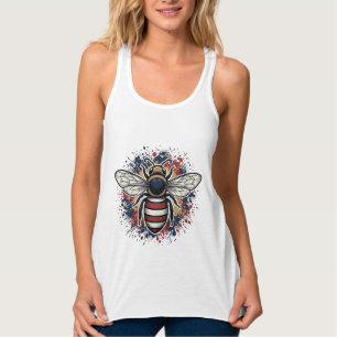 Débardeur Abeille patriotique gravure vintage vecteur concep