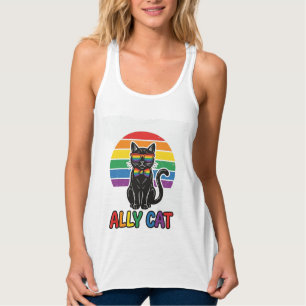 Débardeur Ally Cat Rainbow Pride Vintage Chat T-Shirt Design