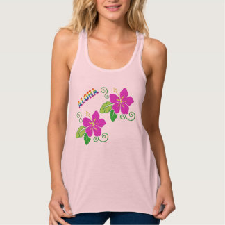 Débardeur Aloha Brodé Look Rose Tank Floral Hawaïen
