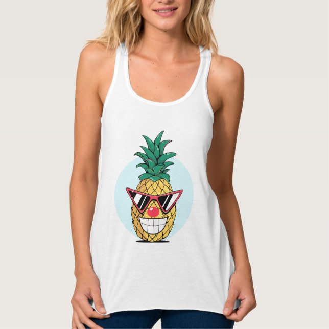 Débardeur Ananas souriant portant lunettes de soleil et nez  (Devant)