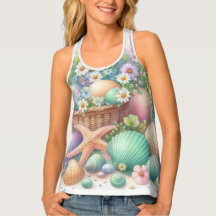 Aquarelle Fleurs et coquillages sur la plage