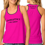 Débardeur Bachelorette rose chaud Nom personnalisé Bridesmai<br><div class="desc">Ce débardeur de soirée bachelorette est idéal pour vos serveuses d'accueil. C'est sur la tendance de couleur dans un rose chaud néon. Super pour votre "I do team". Ajoutez leur nom,  occasion et rôle en cliquant sur le bouton Personnaliser. N'oubliez pas de modifier les deux côtés.</div>