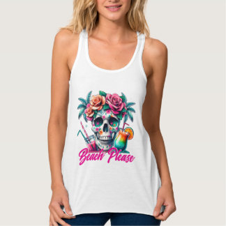 Débardeur Beach Please Tropical Skull Plus Size T-Shirt
