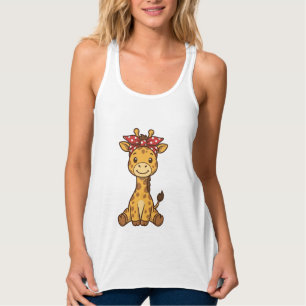 Débardeur Bébé girafe mignon avec noeud papillon design vect