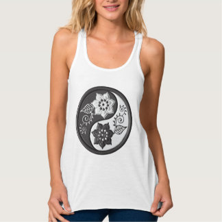 Débardeur Black and Silver Floral Yin Yang