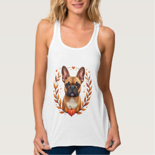 Débardeur Bouledogue français vintage avec couronne de feuil