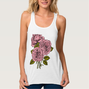 Débardeur Bouquet de Chemise roses