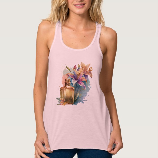 Débardeur Bouteille de parfum Floral Lys Dusty Femme Rose (Devant)