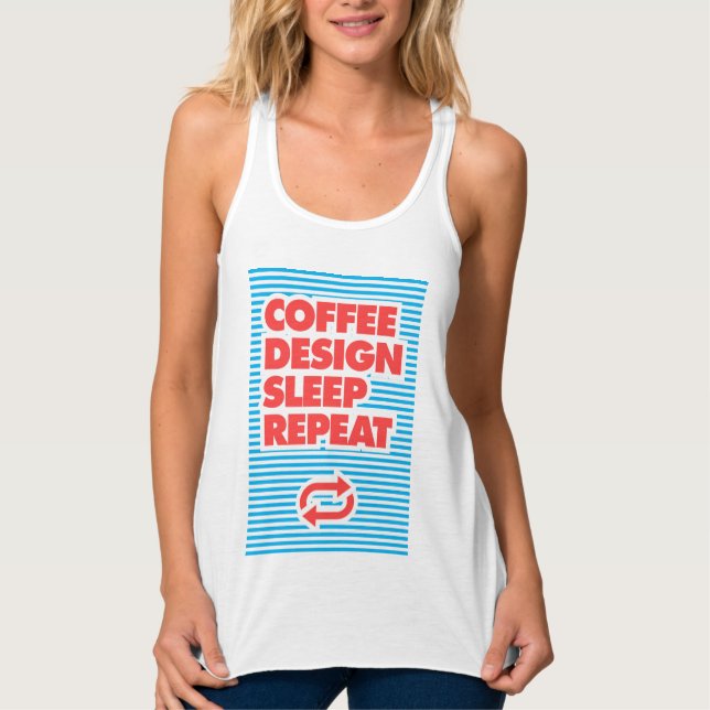 Débardeur Café, Design, Sommeil, Répétition, typographie (Devant)