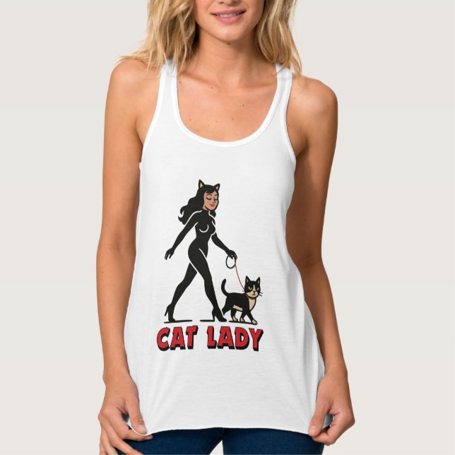 Débardeur Cat Lady - Tuxedo Cats Lover - Comic Art Graphic (Devant)