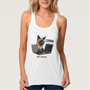 Débardeur Chat siamois de dessin animé codant
