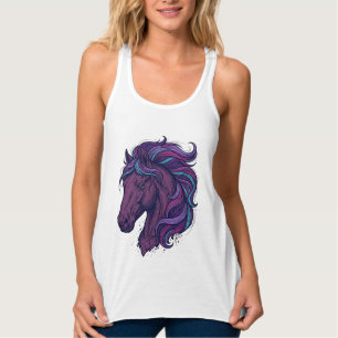Débardeur Chemise d'art de tête de cheval colorée gravée vin