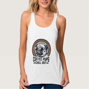 Débardeur Chemise de chien de café rétro Chill Pug Graphique
