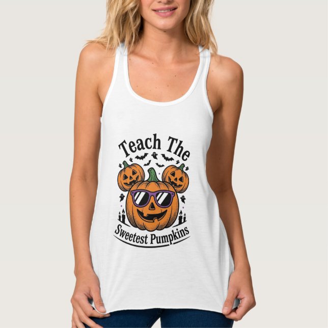 Débardeur Chemise de citrouille de professeur Mignon Hallowe (Devant)