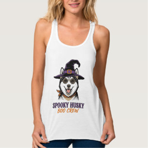 Débardeur Chemise de Husky Halloween Sorcière Chien Graphiqu