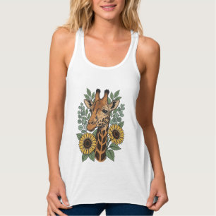 Débardeur Chemise florale tournesol girafe gravée vintage_1