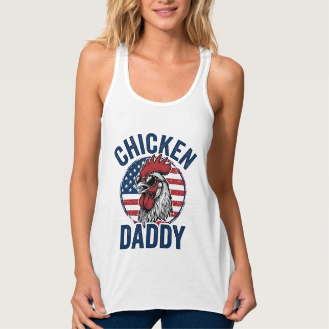 Débardeur Chemise patriotique vintage Coq Chicken Daddy Desi (Devant)