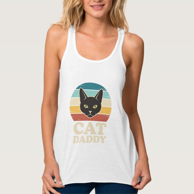 Débardeur Chemise Vintage Cat Daddy Black Cat Retro Sunset D (Devant)