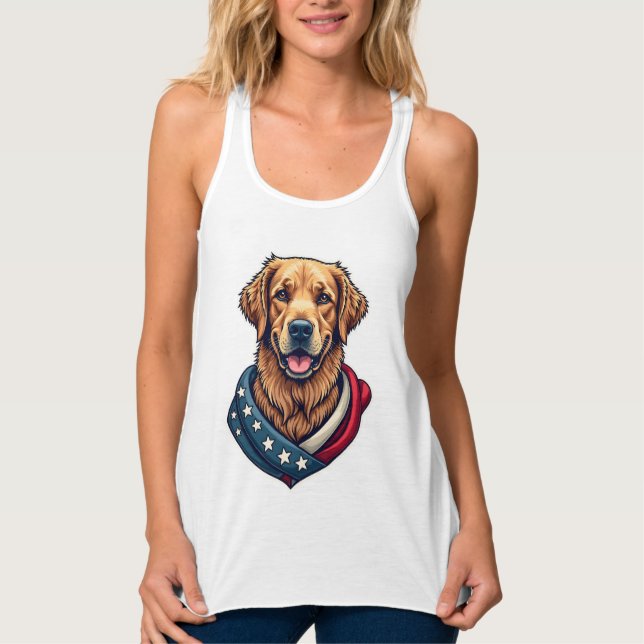 Débardeur Chemise vintage pour chien Retriever patriotique f (Devant)