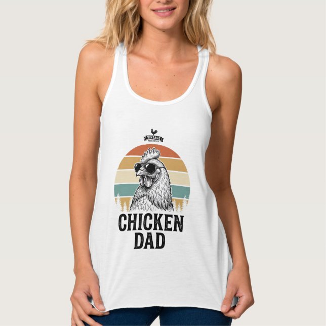 Débardeur Chicken Dad Vintage Sunset Funny Chicken Lover Shi (Devant)