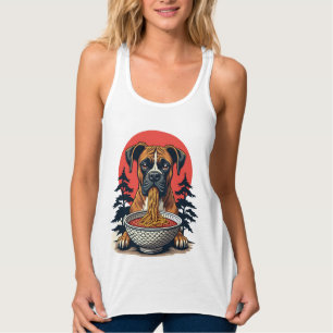 Débardeur Chien Boxer Vintage Mangeant Ramen Coucher de Sole