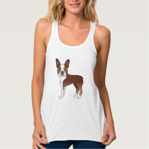 Débardeur Chien de dessin animé Boston Terrier rouge et blan