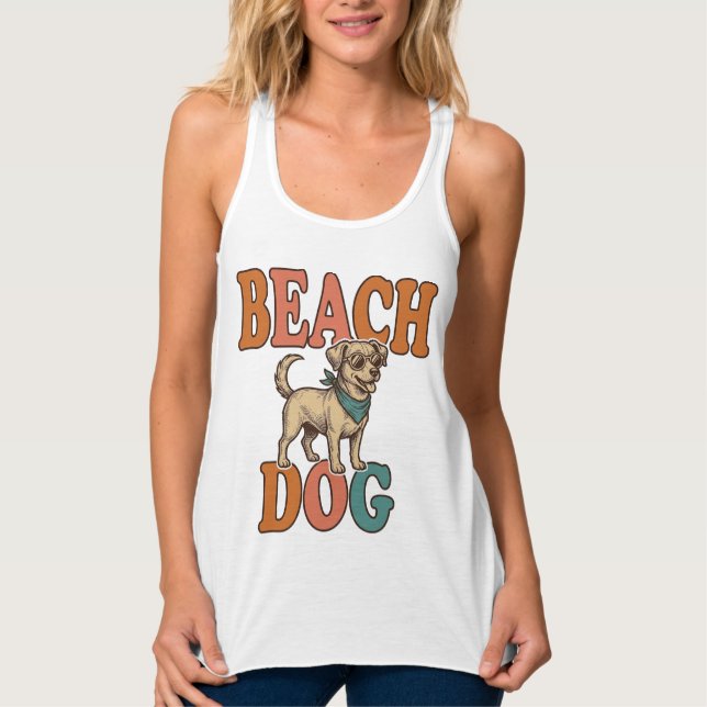 Débardeur Chien de plage gravure vintage conception graphiqu (Devant)