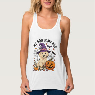 Débardeur Chien est Boo Halloween Sorcière Chiot Citrouille_