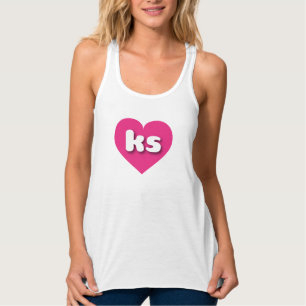 Débardeur Coeur rose chaud du Kansas - J'aime ks