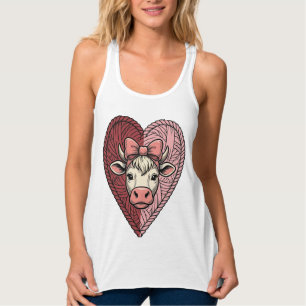 Débardeur Conception de broderie vintage de coeur de vache m