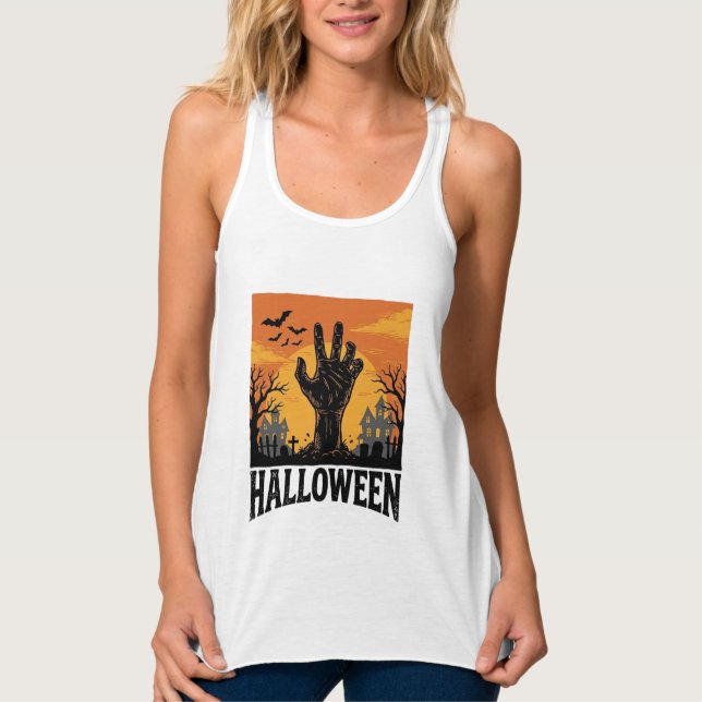 Débardeur Conception de chemise à main de zombie de cimetièr (Devant)