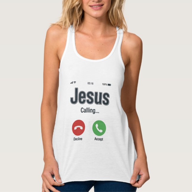 Débardeur Conception de chemise chrétienne Jésus appelant l' (Devant)