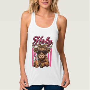 Débardeur Conception de chemise de thé Boba vintage de vache