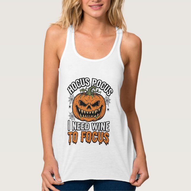 Débardeur Conception de chemise Halloween Citrouille de vin  (Devant)