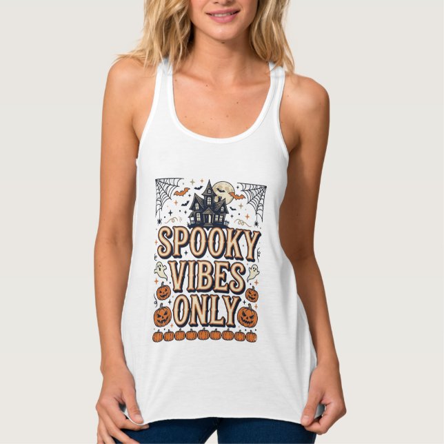 Débardeur Conception de chemise Halloween vintage Spooky Vib (Devant)