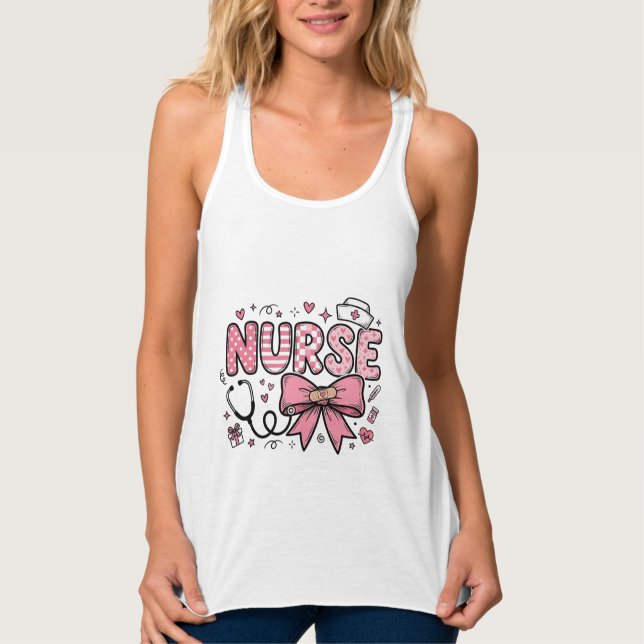 Débardeur Conception de chemise vectorielle Cute Nurse Bow H (Devant)