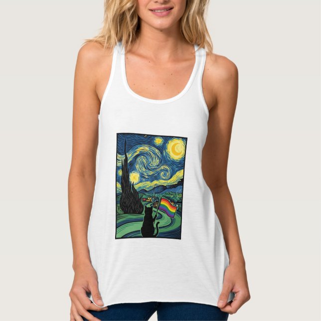 Débardeur Conception de chemise vectorielle de paysage noctu (Devant)